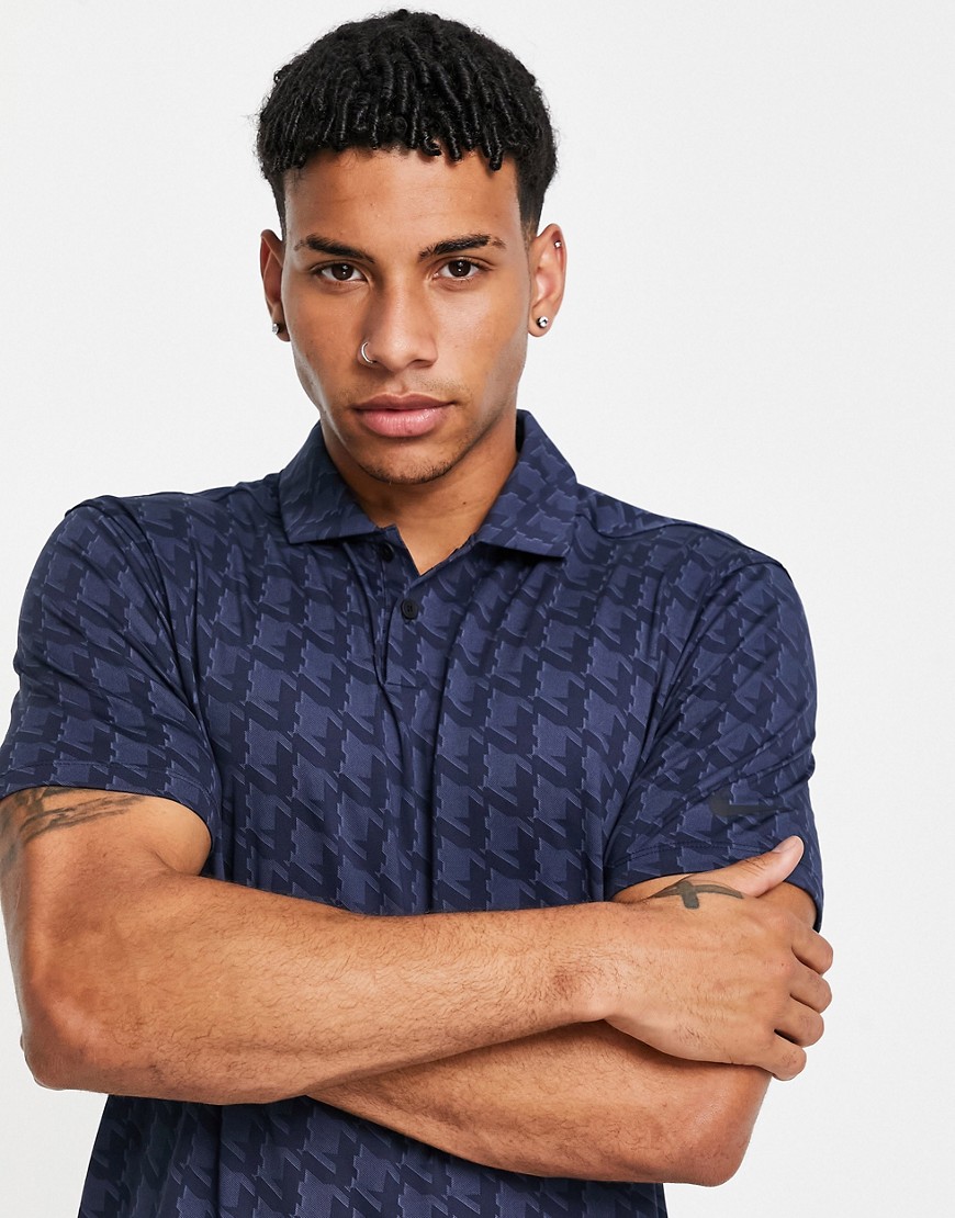 Nike Golf Vapour houndstooth jacquard polo in blue-Navy