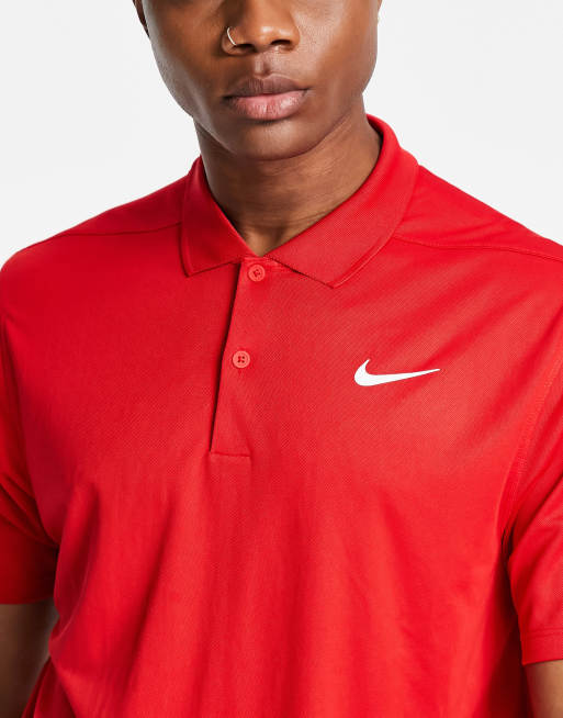 Red nike store collar shirt