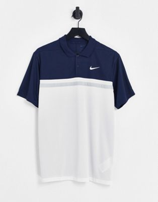 Nike Golf Victory colourblock polo in navy and white