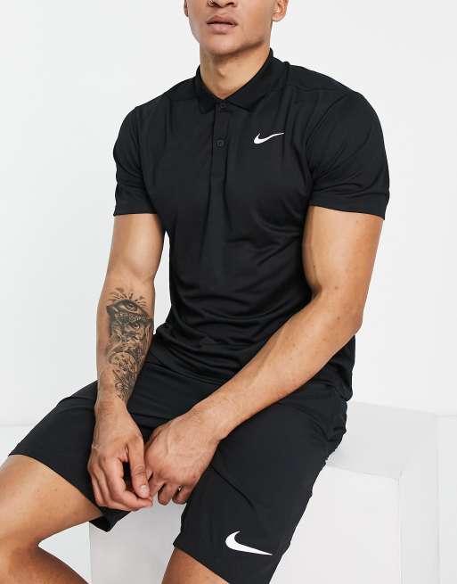 Nike – Golf Victory – Czarna koszulka polo z logo Swoosh na piersi
