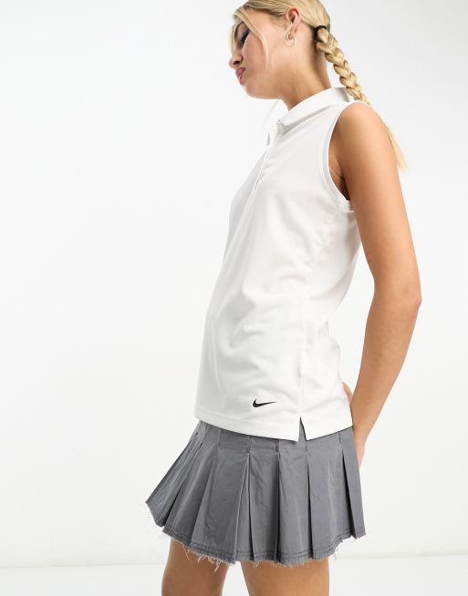 Nike Golf – Victory Dri-FIT – Biała koszulka polo bez rękawów