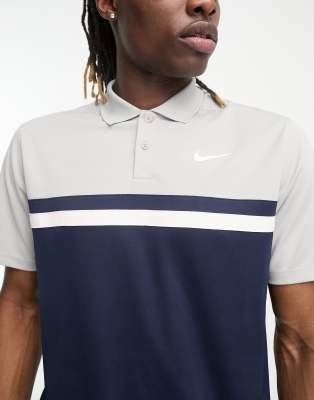 Nike Golf Victory Dri-Fit colour block polo in grey and white