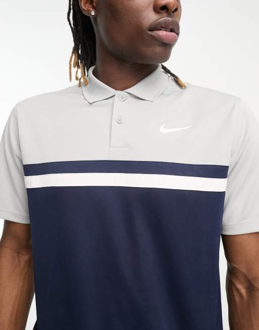 Nike Golf Victory Dri Fit colour block polo in grey and white ASOS