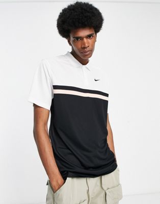 Nike Golf Victory Dri-FIT colourblock polo in white and black - ASOS Price Checker