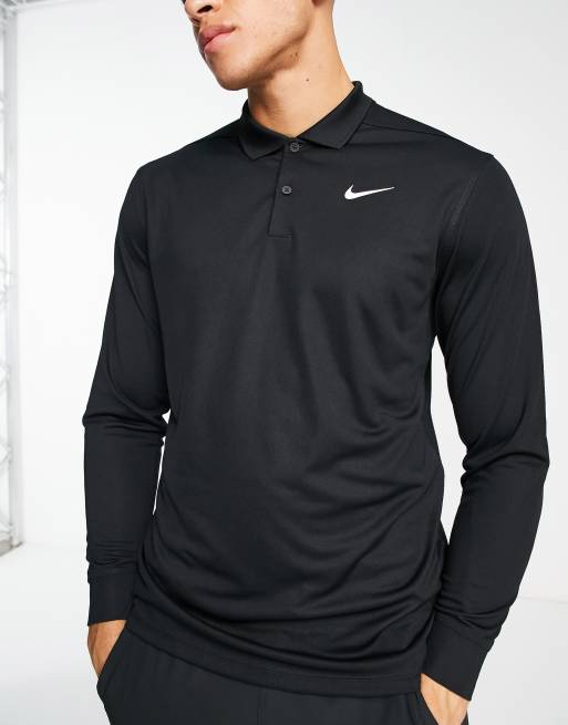 een vergoeding haar Kwijting Nike Golf Victory Dri-FIT long-sleeve polo in black | ASOS