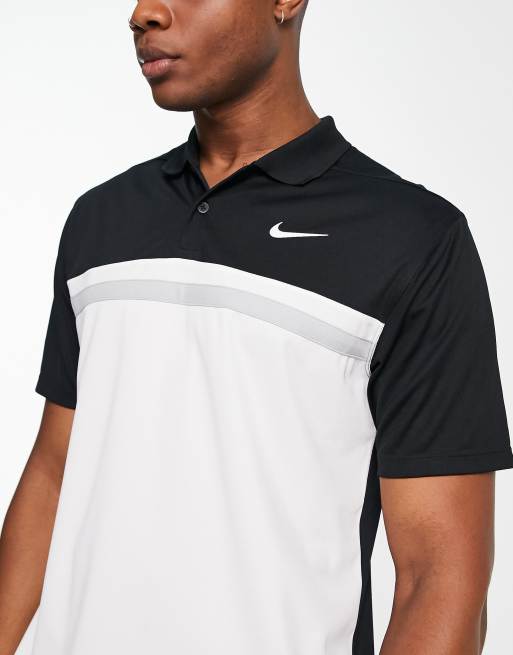 Nike - Golf Victory - Dri-FIT - Polo met kleurvlakken in zwart en wit, 2 van 4