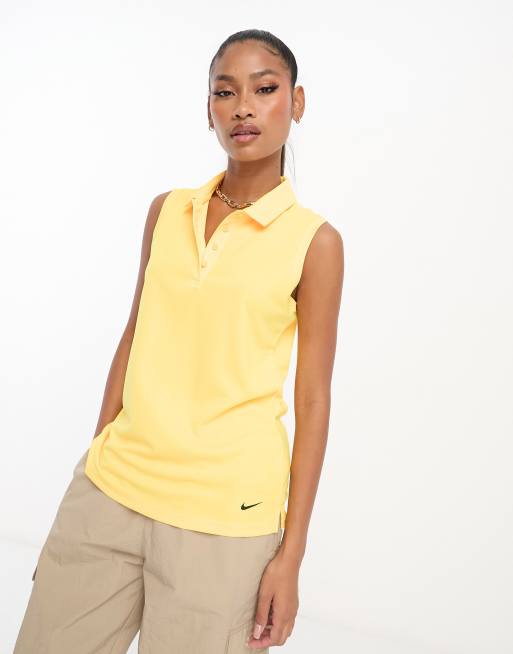 Nike Golf Victory Dri Fit sleeveless polo in yellow