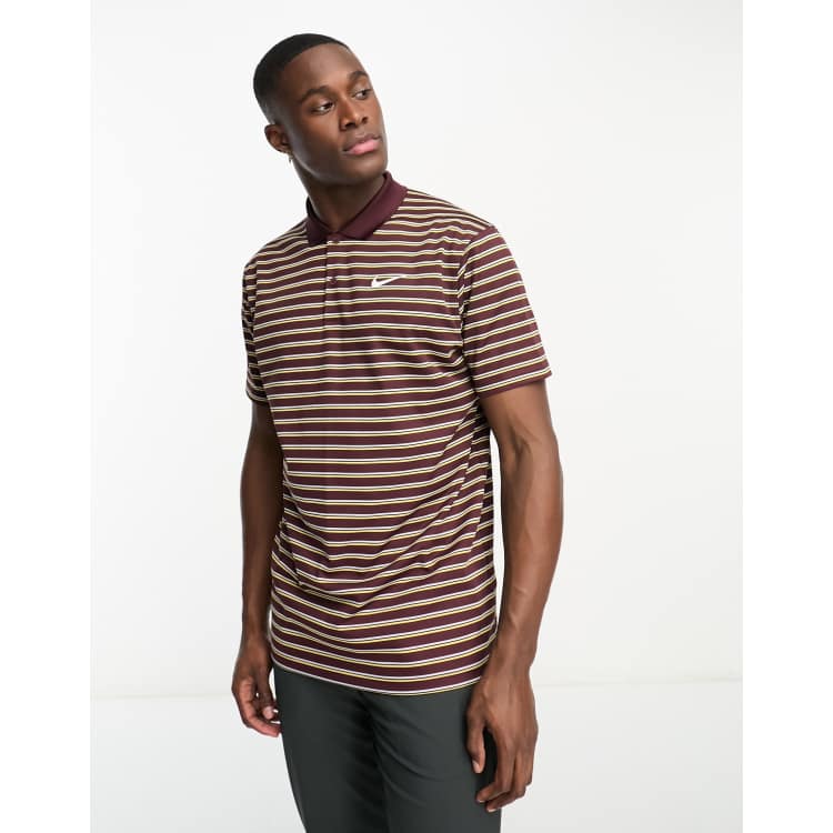 Nike Golf Victory Dri Fit stripe polo in burgundy ASOS