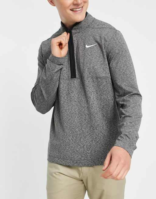 Nike Golf – Victory – Oberteil mit kurzem Reißverschluss in Dunkelgrau meliert 