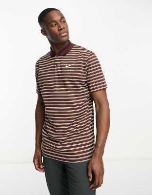 Nike Golf Victory Dri-Fit stripe polo in burgundy - ASOS Price Checker