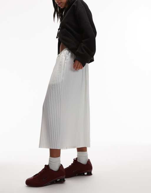 Nike - Gonna pantalone a pieghe a vita medio alta bianco sporco, 2 di 5