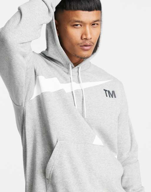 Nike - Grå hættetrøje med Swoosh-logo i fleece 