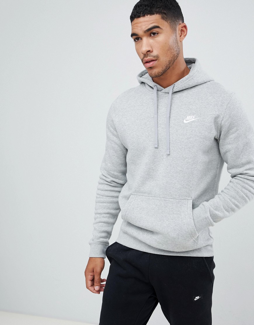 Nike– Grå pullover-huvtröja med swoosh-logga