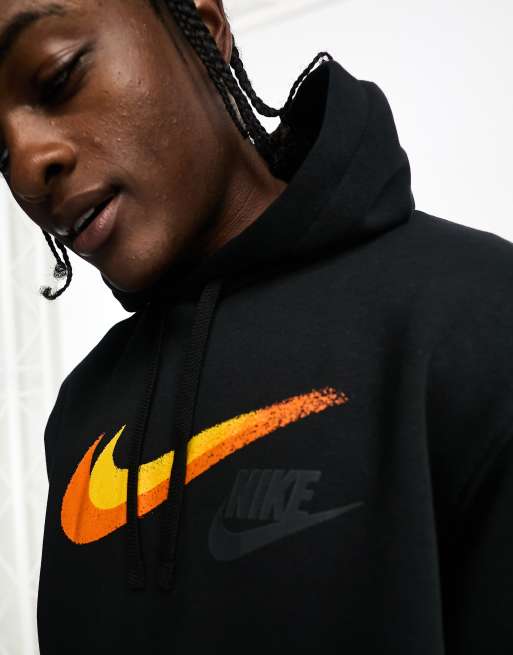 Nike graffiti Swoosh logo fleece hoodie in black ASOS