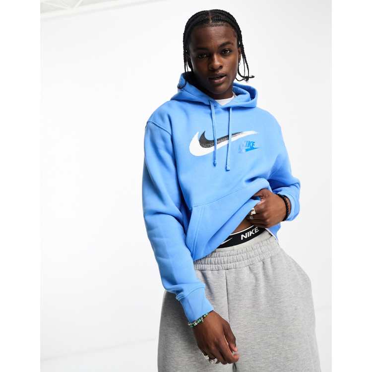 Nike graffiti Swoosh logo hoodie university blue | ASOS