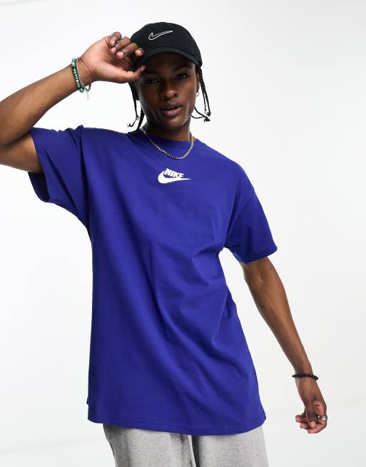 Nike graffiti Swoosh logo t shirt in deep royal blue