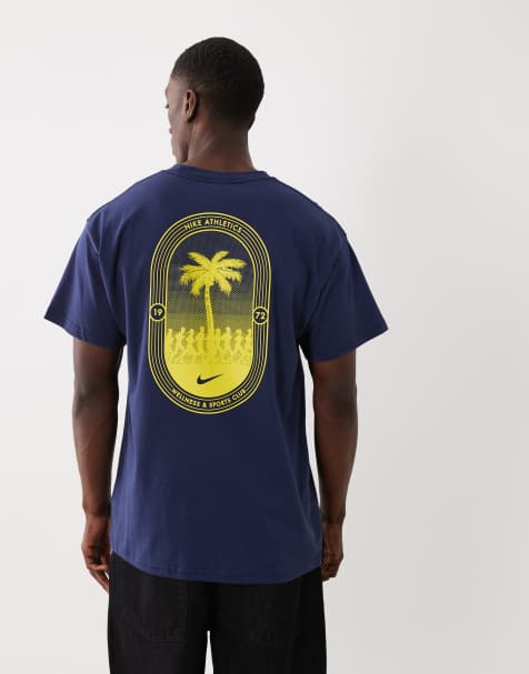 Nike – Granatowy T-shirt oversize z nadrukiem palmy na plecach - view 1