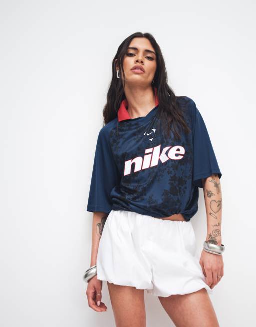 Nike – Granatowy top piłkarski oversize z efektem koronki , 2 z 4