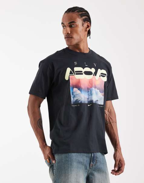 Nike graphic boxy oversized T-shirt in black - view 1