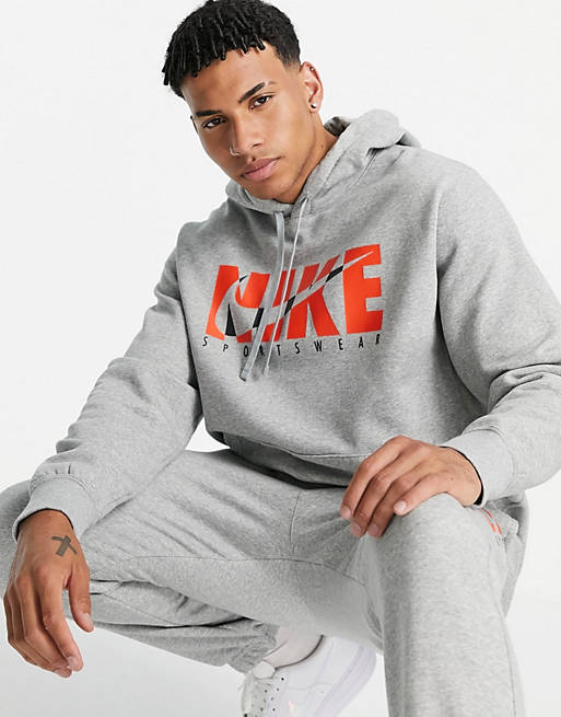  Nike graphic logo fleece tracksuit in grey 