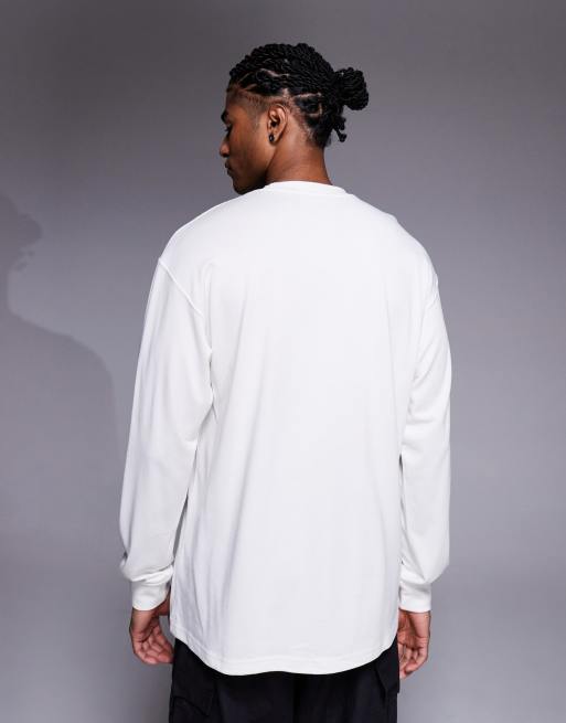 Nike graphic long sleeve T-shirt in off-white | ASOS