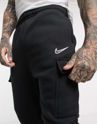 nike swoosh cuffed sweatpants in black