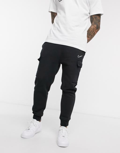 Nike graphic outline swoosh cuffed cargo joggers in black ASOS