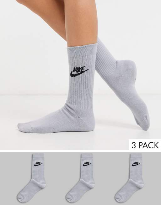 Nike gray futura logo 3 pack crew socks | ASOS