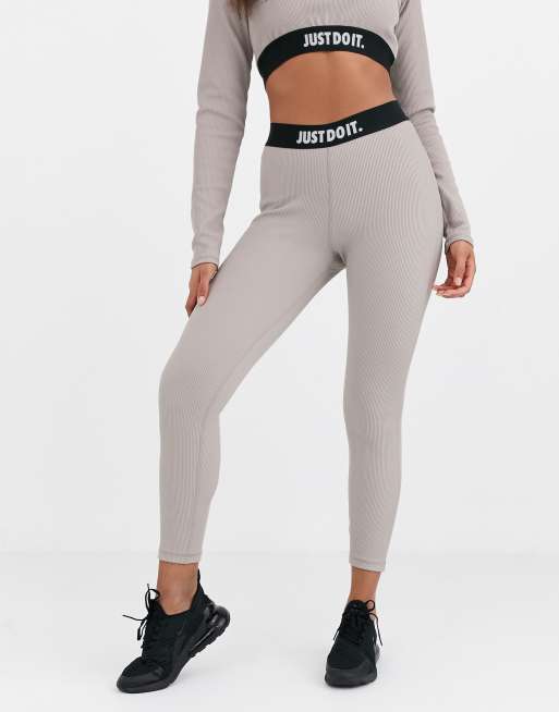 Nike gray Ribbed Just Do It high waisted leggings