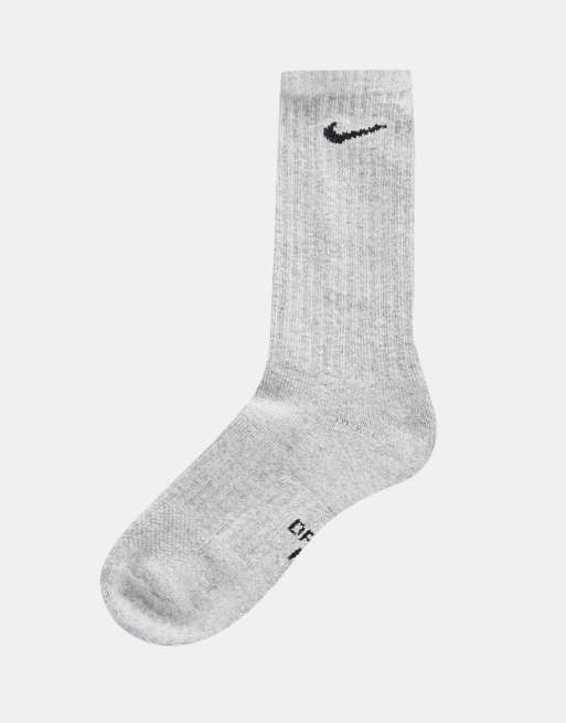 White nike crew store socks with grey swoosh