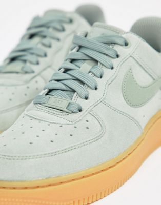 nike green air force 1 sneakers with gum sole