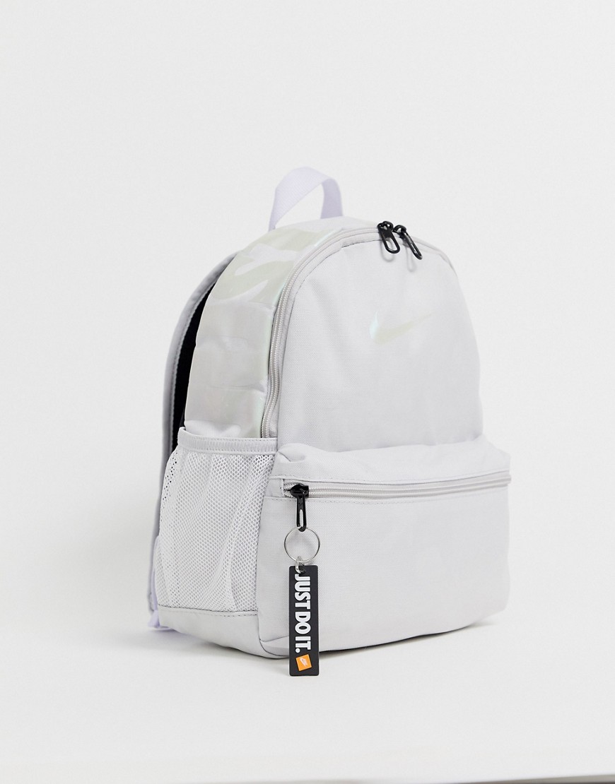 Nike grey and iridescent just do it mini backpack