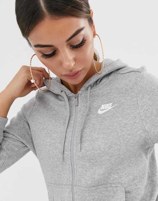 Nike zip up hot sale hoodie grey womens