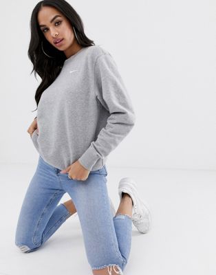 nike mini swoosh oversized boxy grey sweatshirt