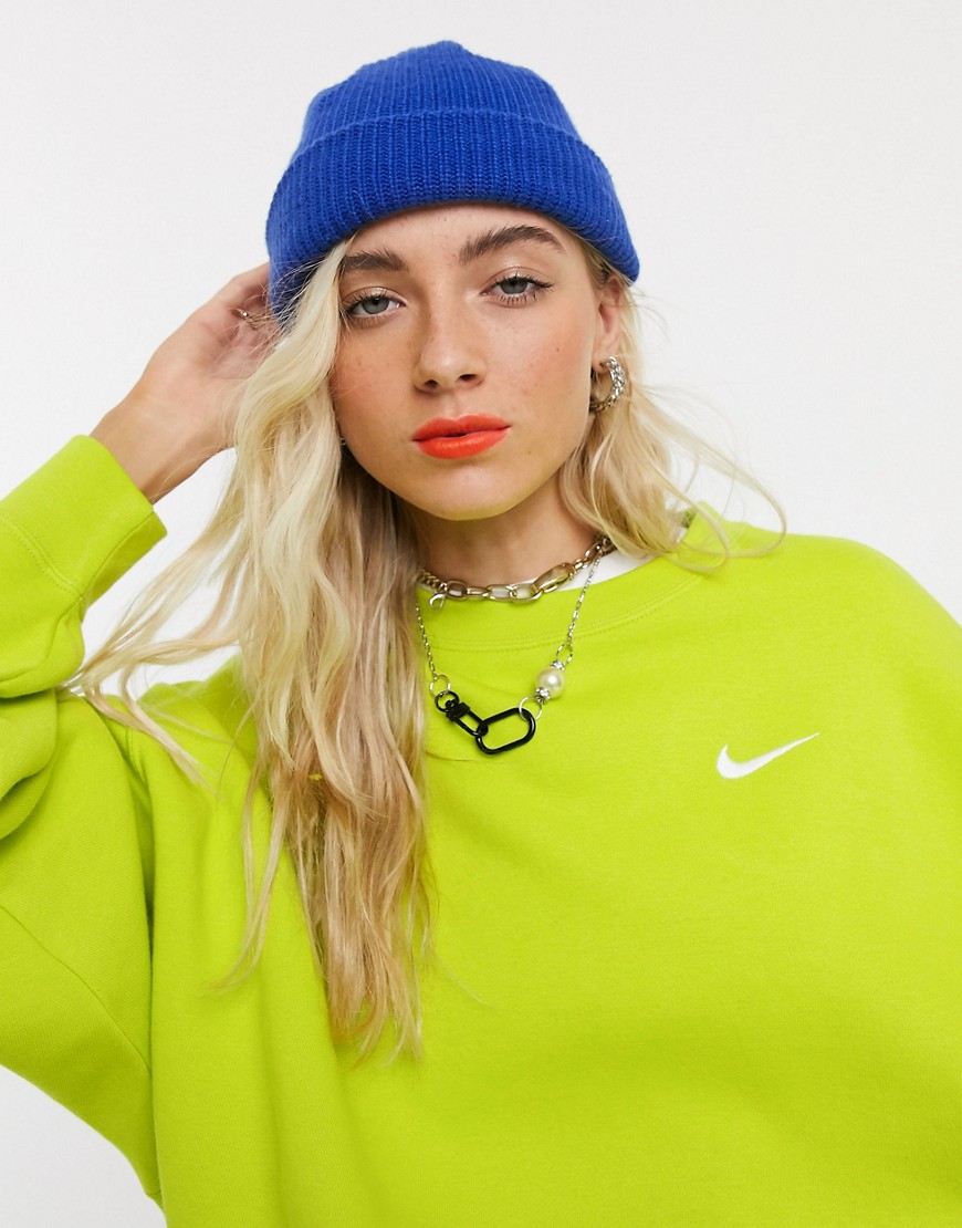 Nike – Grön sweatshirt i boxig oversize-modell med liten swoosh-logga