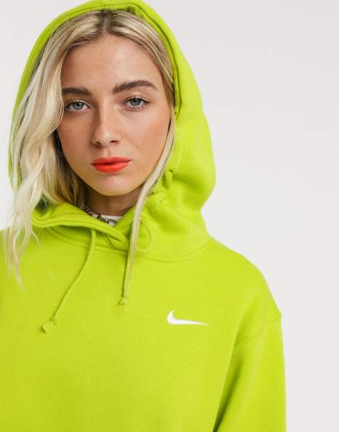 Nike – Grüner Oversize-Kapuzenpullover mit kleinem Swoosh-Logo
