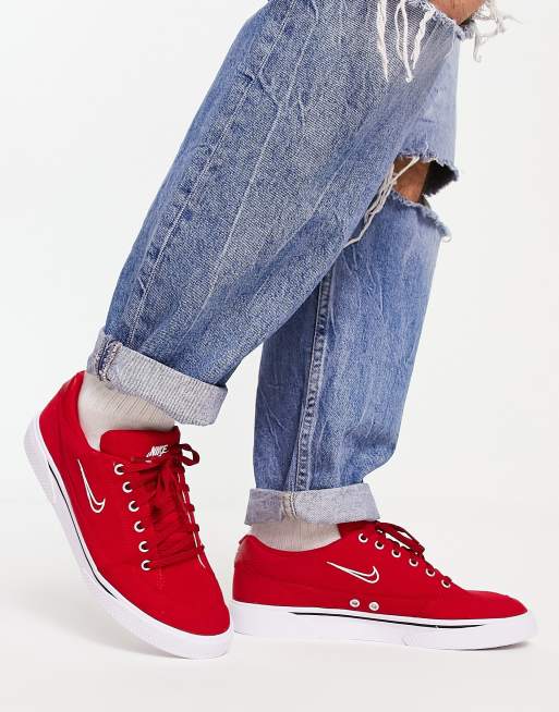 Red nike hot sale canvas shoes