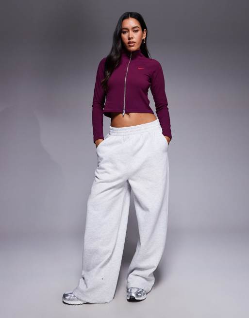Nike - Gym Life Swoosh - Bordeauxrød langærmet top med tovejslynlås, 2 af 4