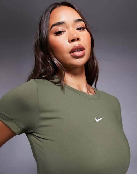 Nike Gym Life Swoosh cropped t-shirt in khaki - view 1