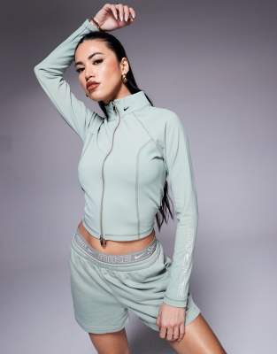 Nike Gym Life Swoosh full zip long sleeve top in khaki - view 1
