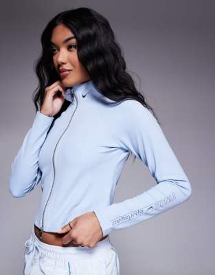 Nike Nike Gym Life Swoosh full zip long sleeved top in light blue