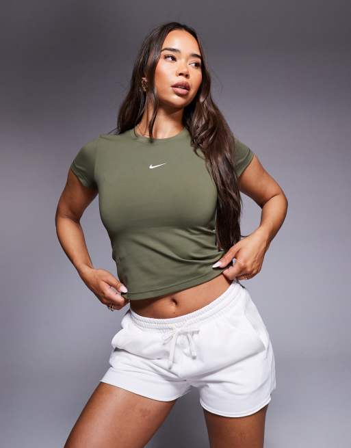 Nike - Gym Life - T-shirt crop top à logo Swoosh - Kaki, 2 de 4