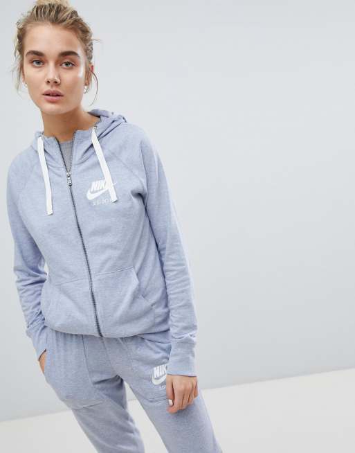 Nike Gym Vintage Full Zip Hoodie In Glacier Grey | ASOS