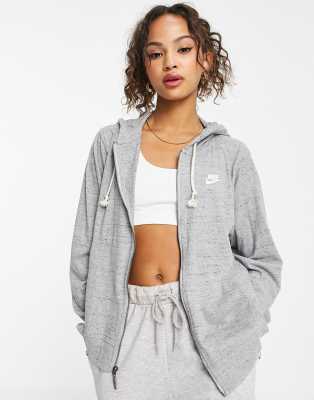 Nike Gym Vintage Full-zip Hoodie In Gray | ModeSens