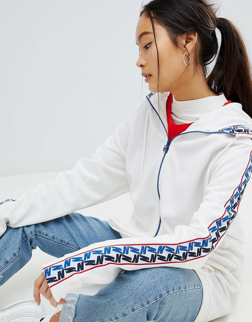 Nike Half Zip Track Jacket In White With Taped side stripe