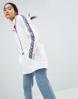 nike half zip hoodie with taped side stripe