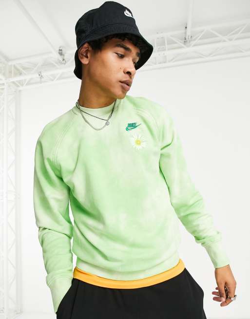 Nike Have A Nike Day acid wash fleece crew neck sweatshirt in green