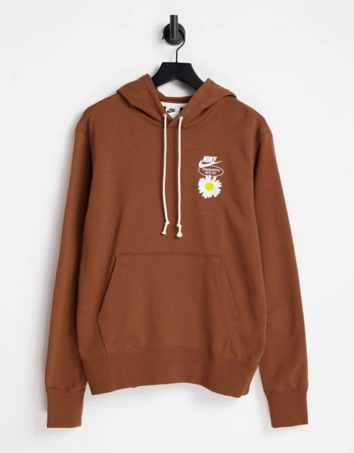 Nike Have a Nike Day back print embroidered hoodie in brown