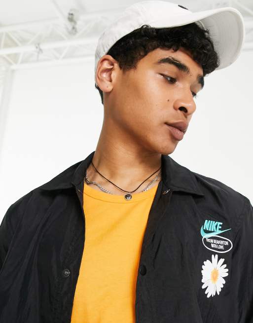 Nike 'Have A Nike Day' embroidered woven coach jacket in black