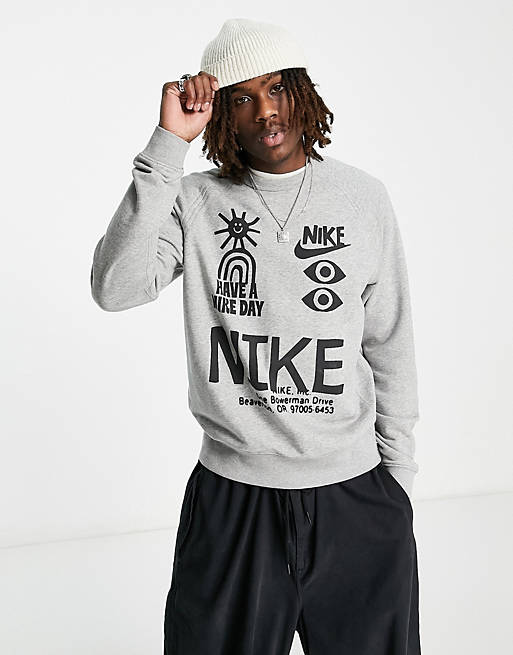 Nike 'Have A Nike Day' sweatshirt in gray | ASOS